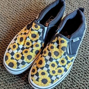 Vans Kids Sunflower Checkered Slip-On Sneakers - Black and Yellow